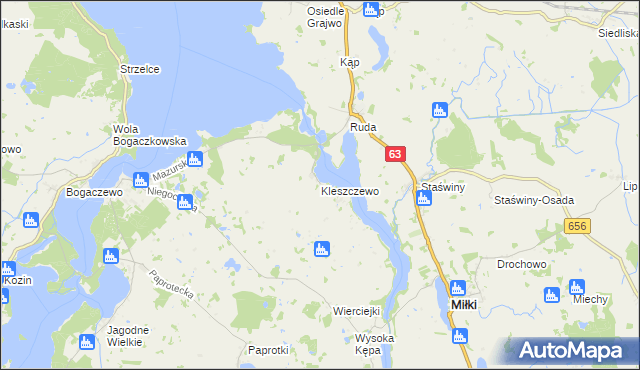 mapa Kleszczewo gmina Miłki, Kleszczewo gmina Miłki na mapie Targeo