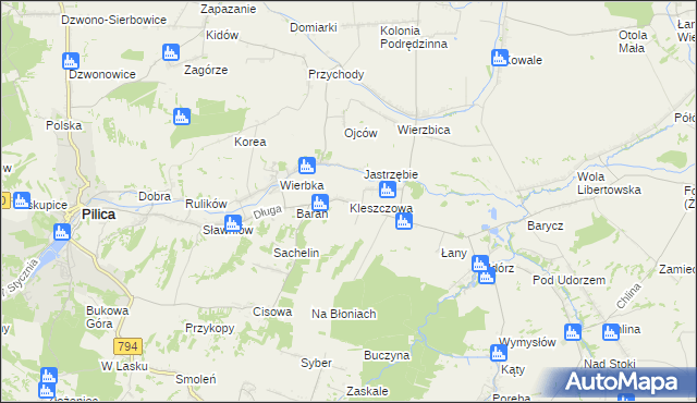 mapa Kleszczowa, Kleszczowa na mapie Targeo
