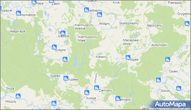 mapa Klewiny, Klewiny na mapie Targeo