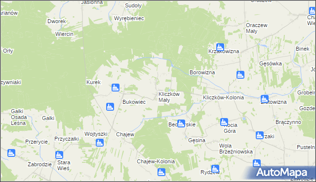 mapa Kliczków Mały, Kliczków Mały na mapie Targeo