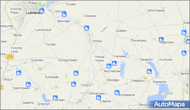 mapa Kłobia Nowa, Kłobia Nowa na mapie Targeo