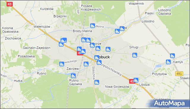 mapa Kłobuck, Kłobuck na mapie Targeo