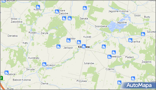 mapa Kłoczew, Kłoczew na mapie Targeo