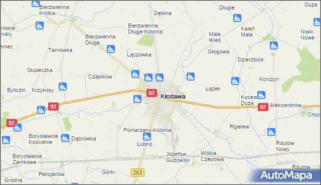 mapa Kłodawa powiat kolski, Kłodawa powiat kolski na mapie Targeo