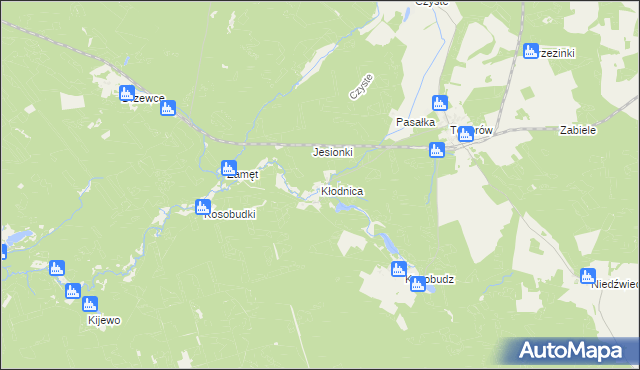 mapa Kłodnica gmina Łagów, Kłodnica gmina Łagów na mapie Targeo