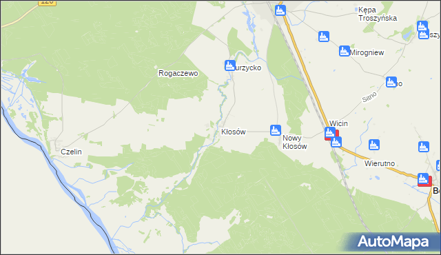 mapa Kłosów gmina Mieszkowice, Kłosów gmina Mieszkowice na mapie Targeo