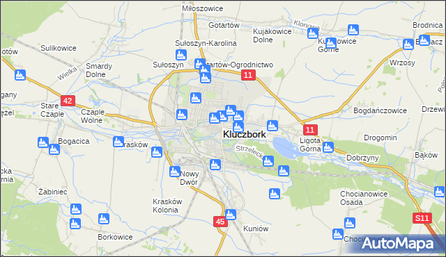 mapa Kluczbork, Kluczbork na mapie Targeo