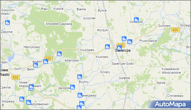 mapa Klukowo gmina Świercze, Klukowo gmina Świercze na mapie Targeo