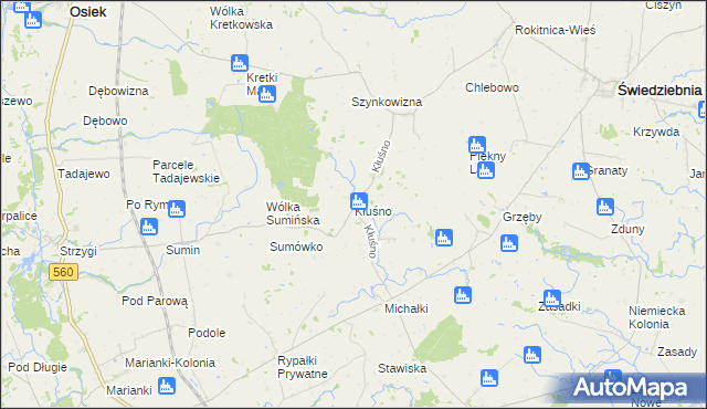 mapa Kłuśno, Kłuśno na mapie Targeo