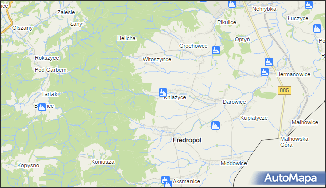 mapa Kniażyce, Kniażyce na mapie Targeo