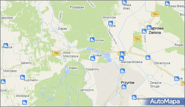 mapa Knieja gmina Przyrów, Knieja gmina Przyrów na mapie Targeo