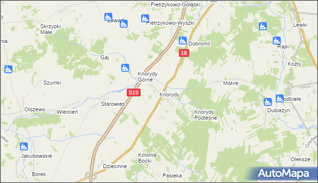 mapa Knorydy, Knorydy na mapie Targeo