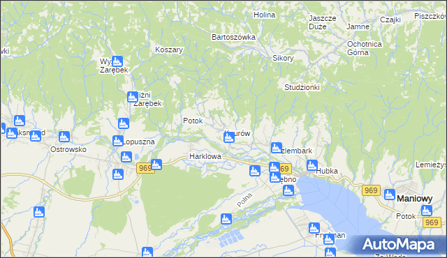 mapa Knurów gmina Nowy Targ, Knurów gmina Nowy Targ na mapie Targeo