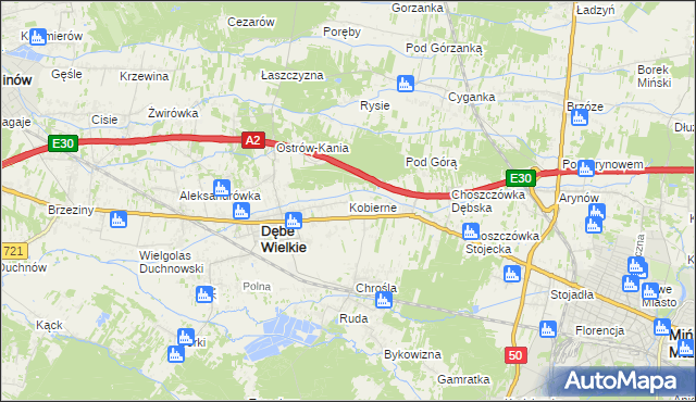 mapa Kobierne, Kobierne na mapie Targeo
