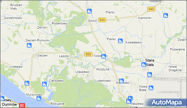 mapa Kobierniki gmina Stara Biała, Kobierniki gmina Stara Biała na mapie Targeo