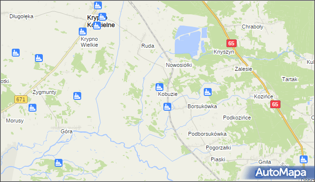 mapa Kobuzie gmina Dobrzyniewo Duże, Kobuzie gmina Dobrzyniewo Duże na mapie Targeo