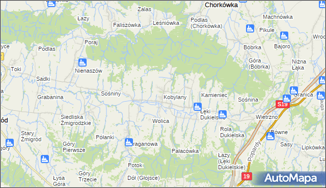 mapa Kobylany gmina Chorkówka, Kobylany gmina Chorkówka na mapie Targeo