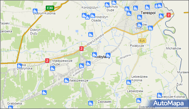 mapa Kobylany gmina Terespol, Kobylany gmina Terespol na mapie Targeo