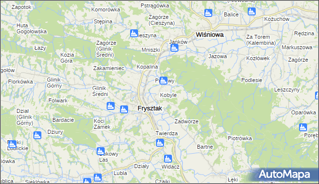 mapa Kobyle gmina Frysztak, Kobyle gmina Frysztak na mapie Targeo