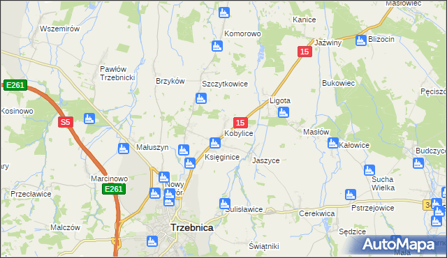 mapa Kobylice gmina Trzebnica, Kobylice gmina Trzebnica na mapie Targeo