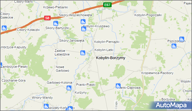 mapa Kobylin-Borzymy, Kobylin-Borzymy na mapie Targeo
