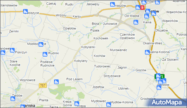 mapa Kochów gmina Opatów, Kochów gmina Opatów na mapie Targeo