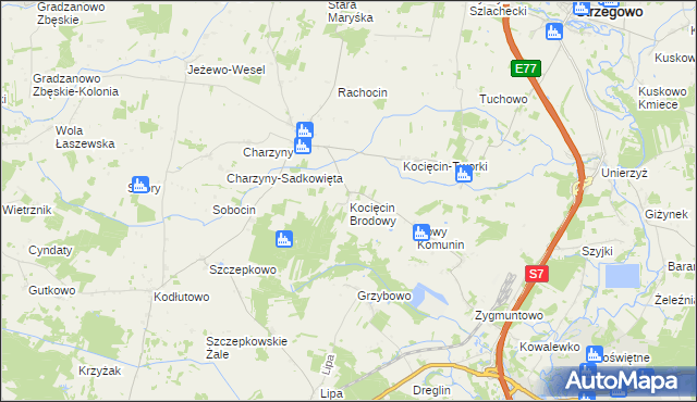 mapa Kocięcin Brodowy, Kocięcin Brodowy na mapie Targeo