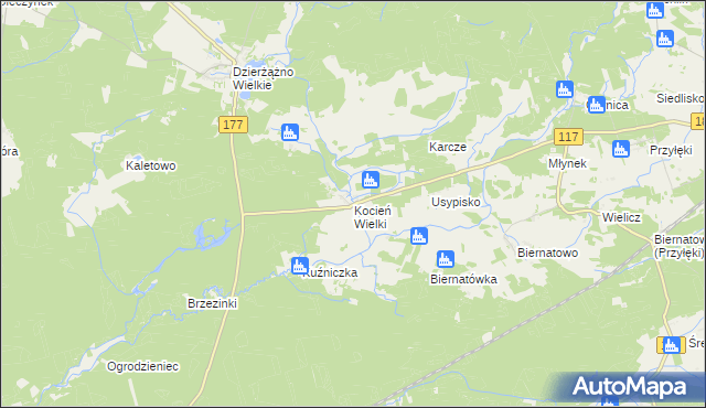 mapa Kocień Wielki, Kocień Wielki na mapie Targeo