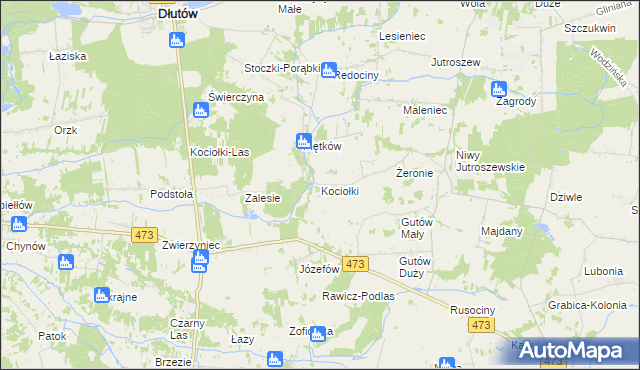 mapa Kociołki gmina Grabica, Kociołki gmina Grabica na mapie Targeo