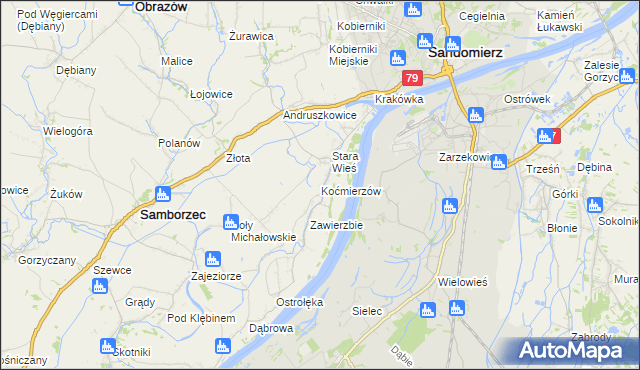 mapa Koćmierzów, Koćmierzów na mapie Targeo
