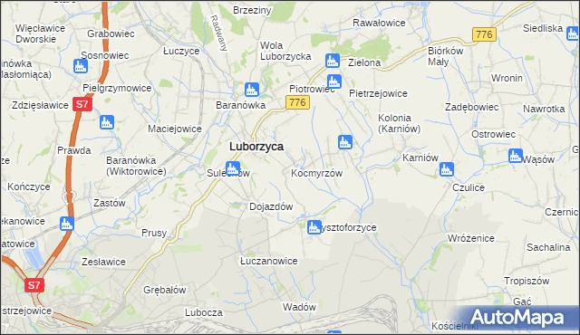 mapa Kocmyrzów, Kocmyrzów na mapie Targeo