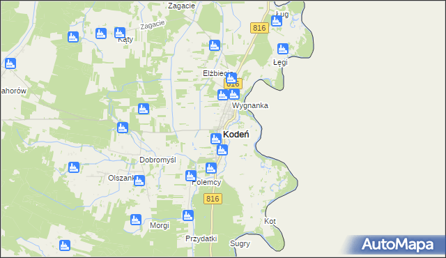 mapa Kodeń, Kodeń na mapie Targeo