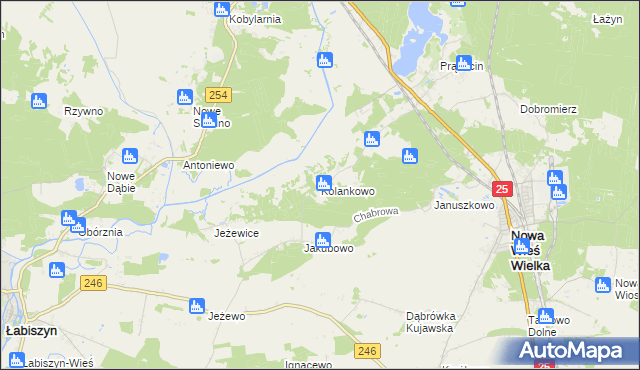 mapa Kolankowo gmina Nowa Wieś Wielka, Kolankowo gmina Nowa Wieś Wielka na mapie Targeo