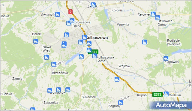 mapa Kolbuszowa Górna, Kolbuszowa Górna na mapie Targeo