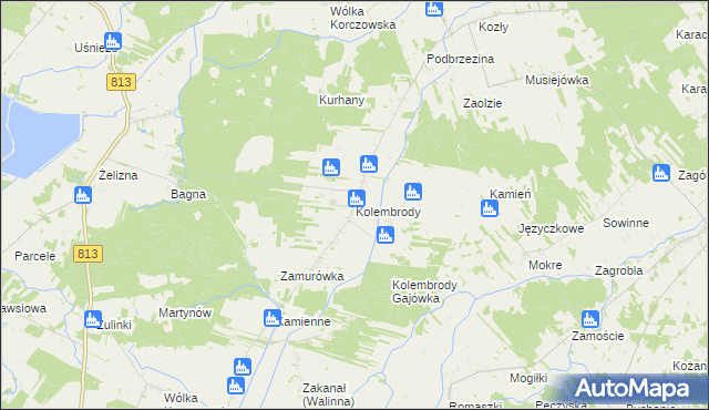 mapa Kolembrody, Kolembrody na mapie Targeo