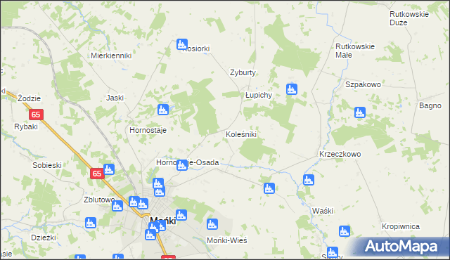 mapa Koleśniki gmina Mońki, Koleśniki gmina Mońki na mapie Targeo