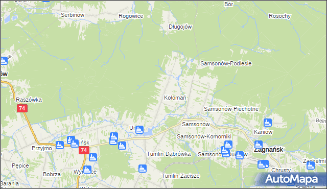 mapa Kołomań, Kołomań na mapie Targeo