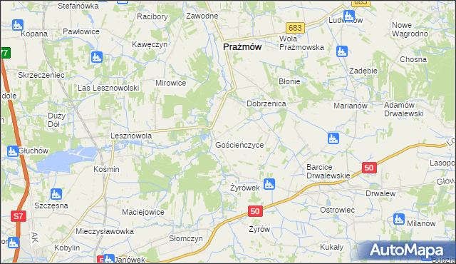 mapa Kolonia Gościeńczyce, Kolonia Gościeńczyce na mapie Targeo