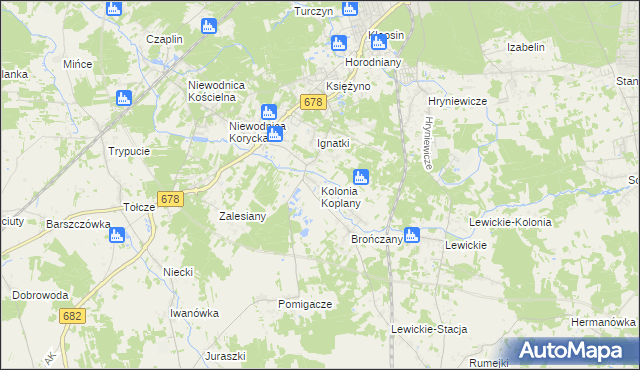 mapa Kolonia Koplany, Kolonia Koplany na mapie Targeo