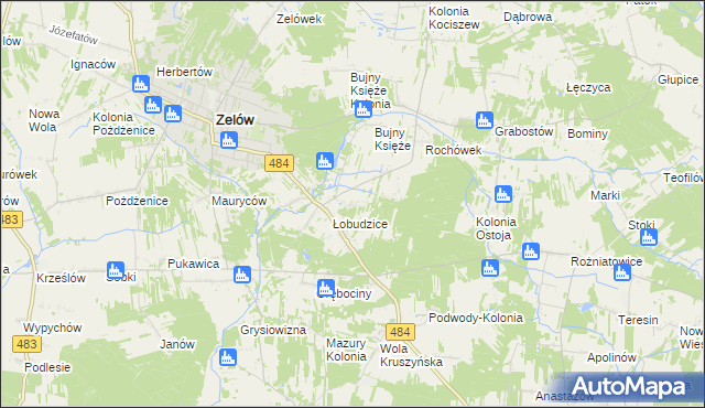 mapa Kolonia Łobudzice, Kolonia Łobudzice na mapie Targeo