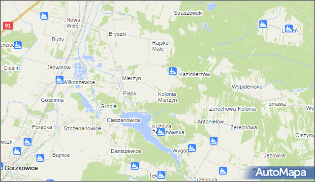 mapa Kolonia Mierzyn, Kolonia Mierzyn na mapie Targeo