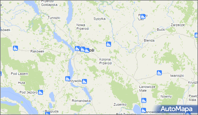 mapa Kolonia Przerośl, Kolonia Przerośl na mapie Targeo