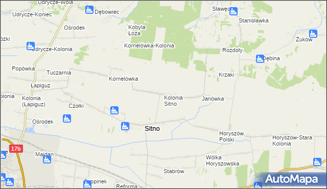 mapa Kolonia Sitno, Kolonia Sitno na mapie Targeo