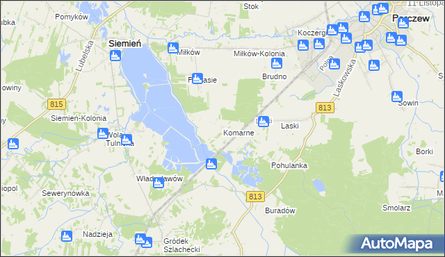 mapa Komarne, Komarne na mapie Targeo