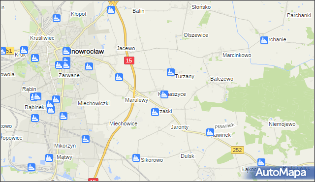 mapa Komaszyce gmina Inowrocław, Komaszyce gmina Inowrocław na mapie Targeo