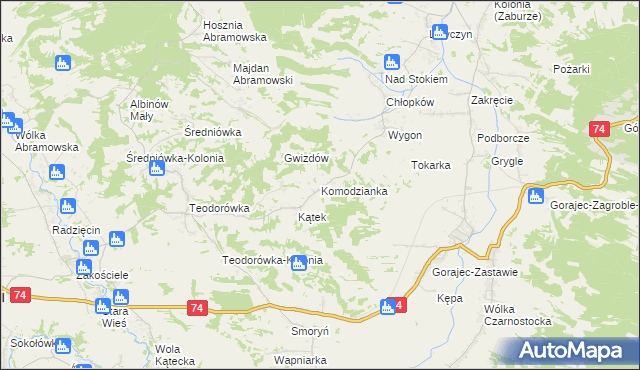 mapa Komodzianka, Komodzianka na mapie Targeo