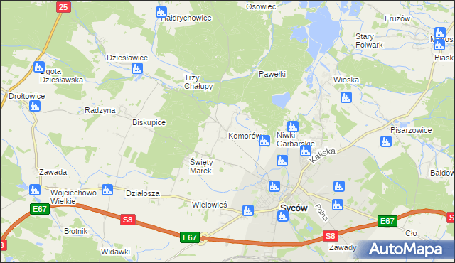 mapa Komorów gmina Syców, Komorów gmina Syców na mapie Targeo