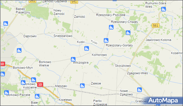 mapa Komorowo gmina Rościszewo, Komorowo gmina Rościszewo na mapie Targeo