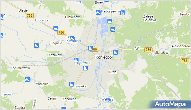 mapa Koniecpol, Koniecpol na mapie Targeo