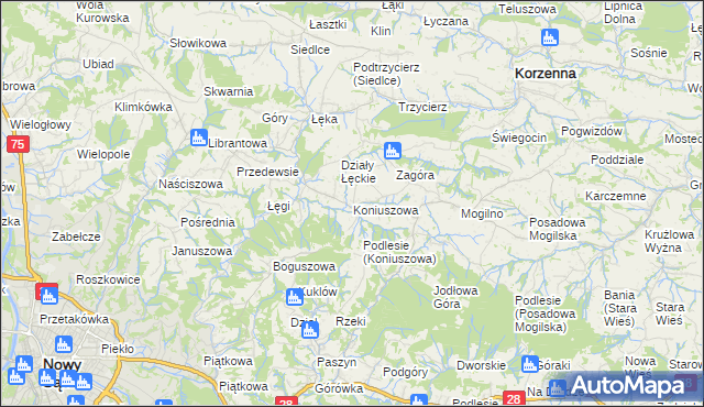 mapa Koniuszowa, Koniuszowa na mapie Targeo